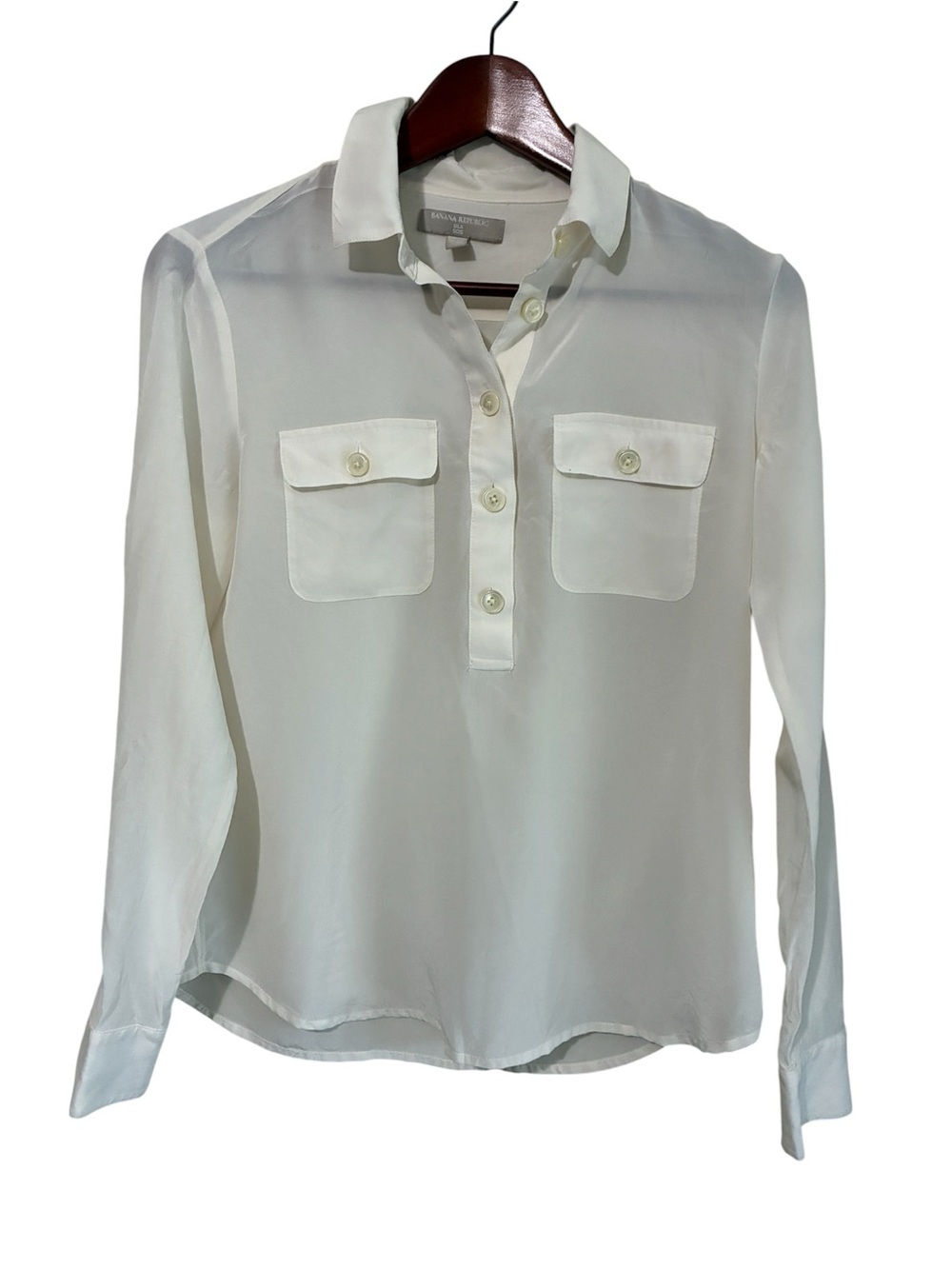 Banana Republic Women's Ivory 100% Silk Popover Blouse Size XS